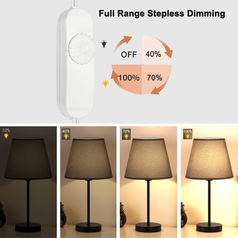 PLUSPOE Inline Dimmer Switch, Knob Lamp Dimmer, Cord Lights Switch Replacement for Floor Lamp, Table Lamp, Pendant Light, Works for Incandescent, Halogen Bulbs, Dimmable LED (White) - Image 2